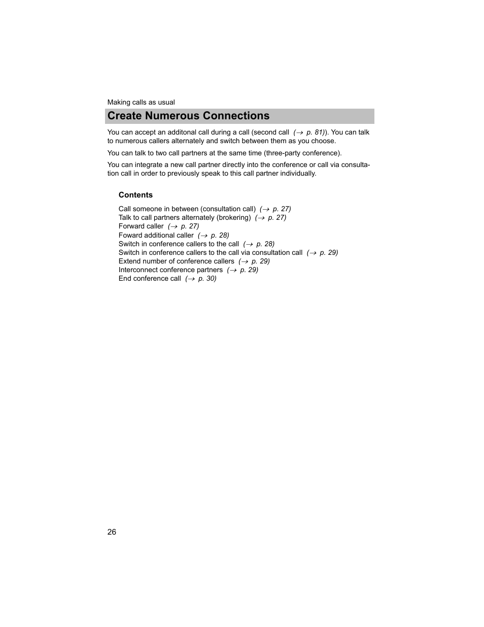 Create numerous connections | Avaya T3 (IP) Compact User Manual | Page 26 / 137