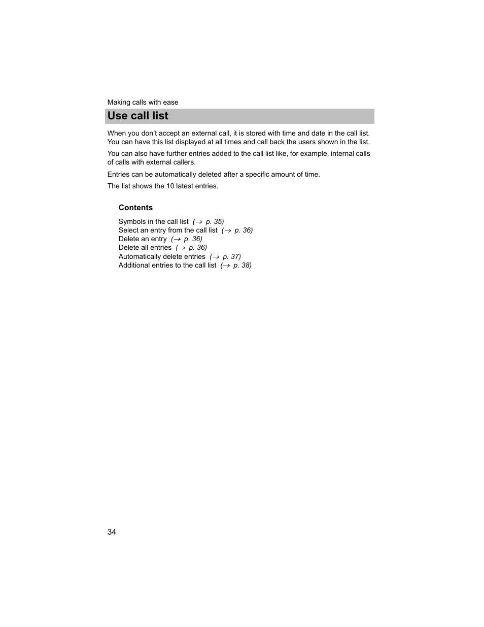 Making calls with ease, Use call list, Making calls with ease use call list | Avaya T3 (IP) Compact User Manual | Page 34 / 137