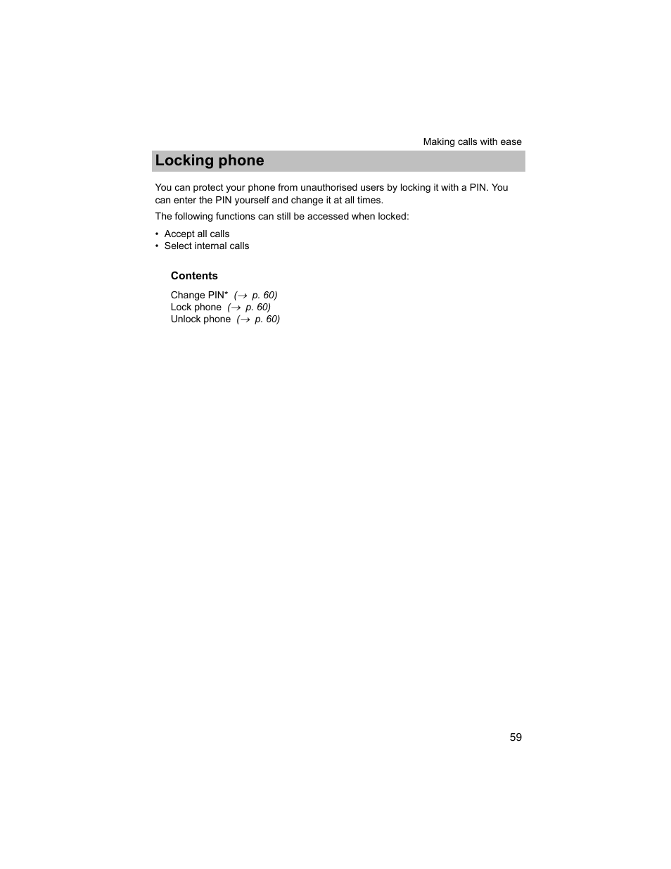 Locking phone | Avaya T3 (IP) Compact User Manual | Page 59 / 137