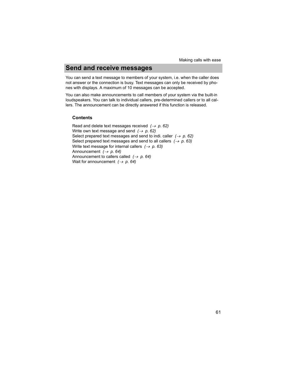 Send and receive messages | Avaya T3 (IP) Compact User Manual | Page 61 / 137