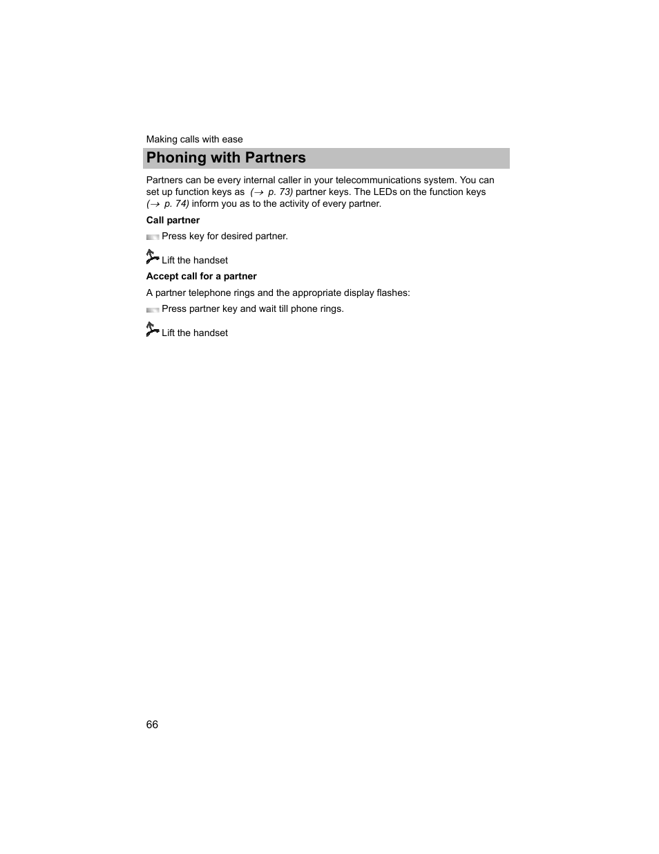 Phoning with partners | Avaya T3 (IP) Compact User Manual | Page 66 / 137