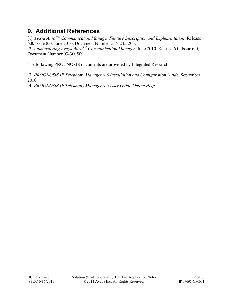 Additional references | Avaya IPTM96-CM601 User Manual | Page 29 / 30