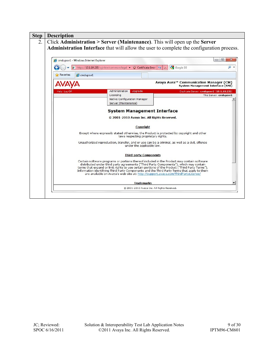 Avaya IPTM96-CM601 User Manual | Page 9 / 30