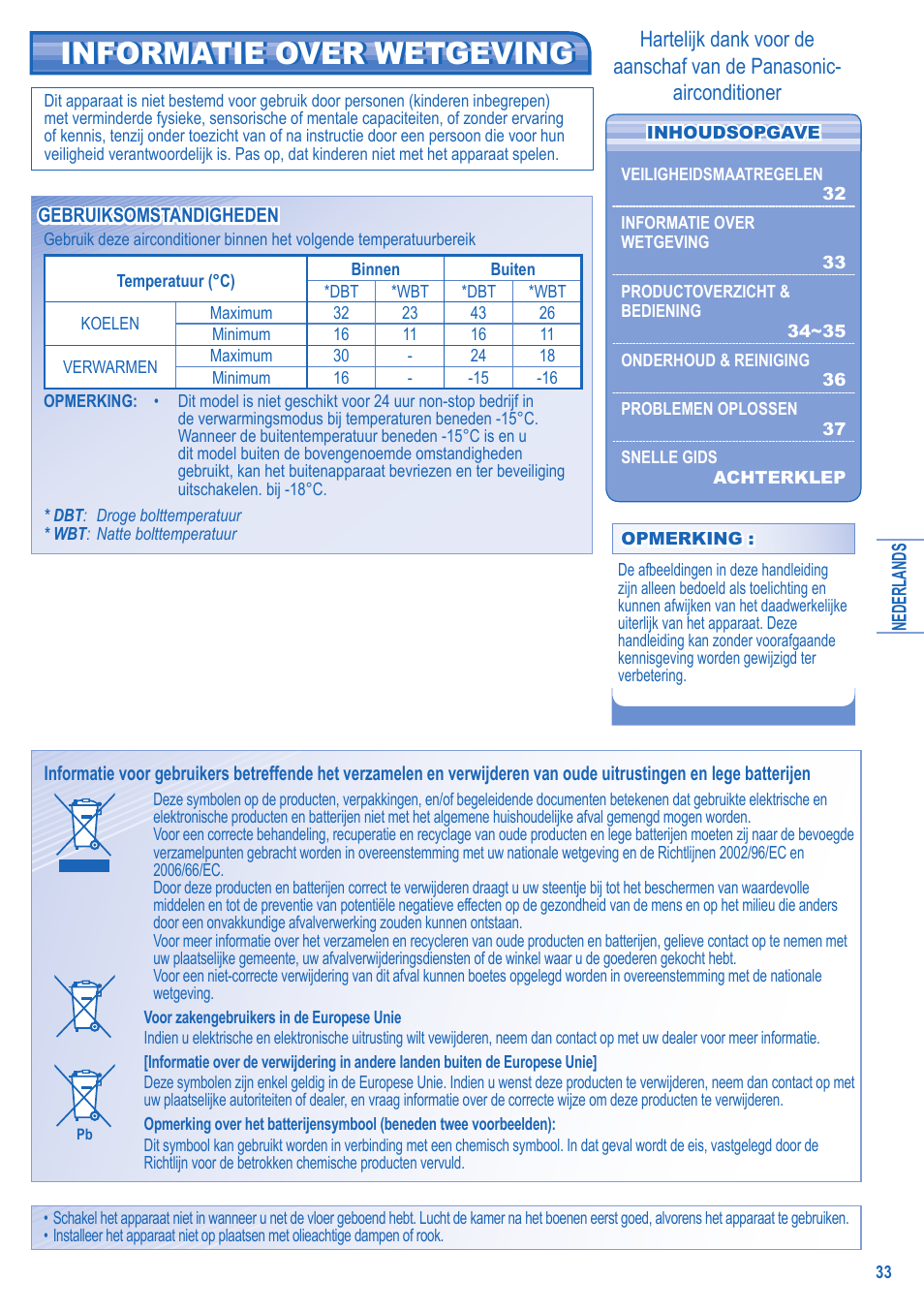 Informatie over wetgeving | Panasonic CUE15JKE3 User Manual | Page 33 / 56