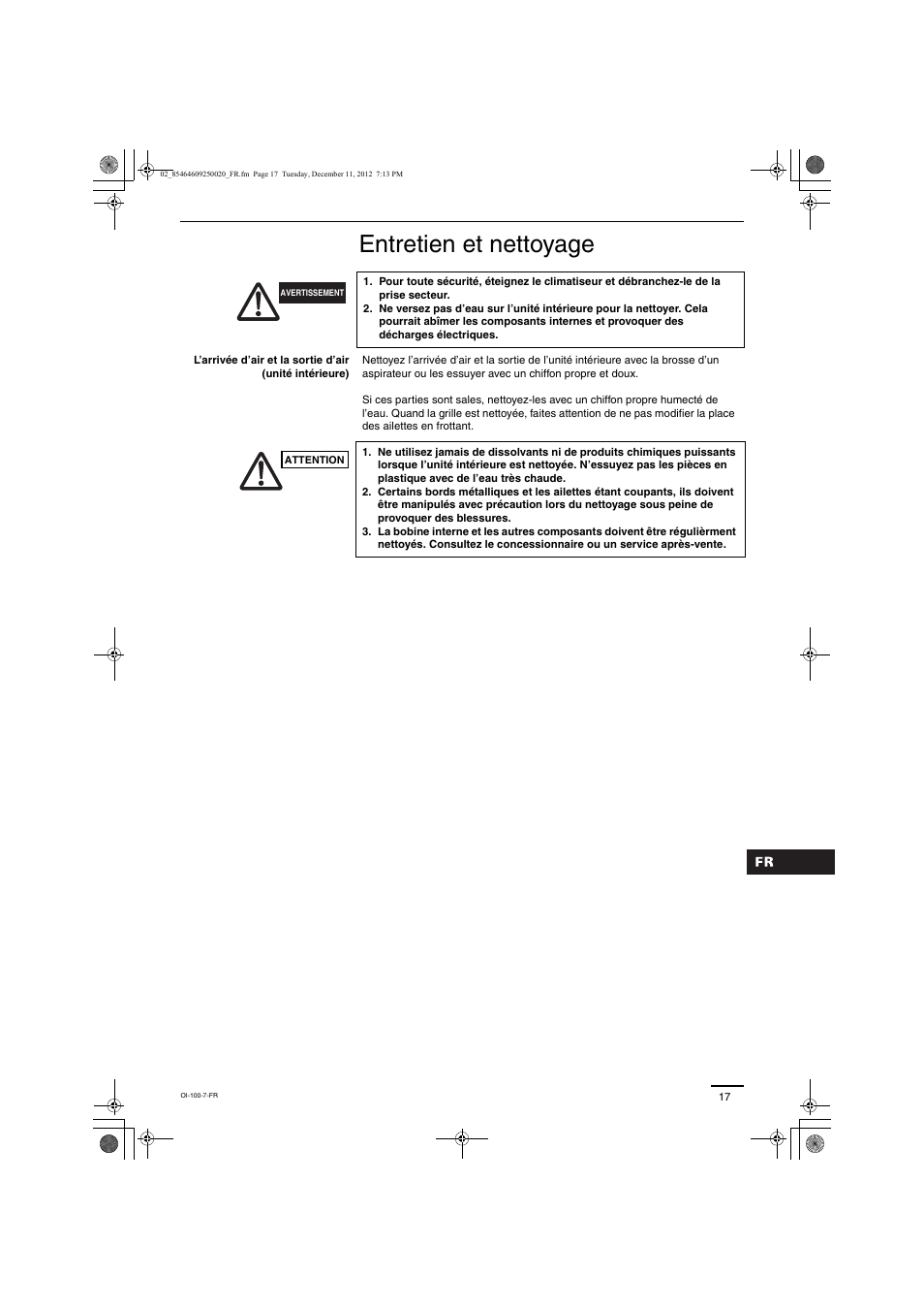 Entretien et nettoyage | Panasonic S200PE1E8A User Manual | Page 17 / 72