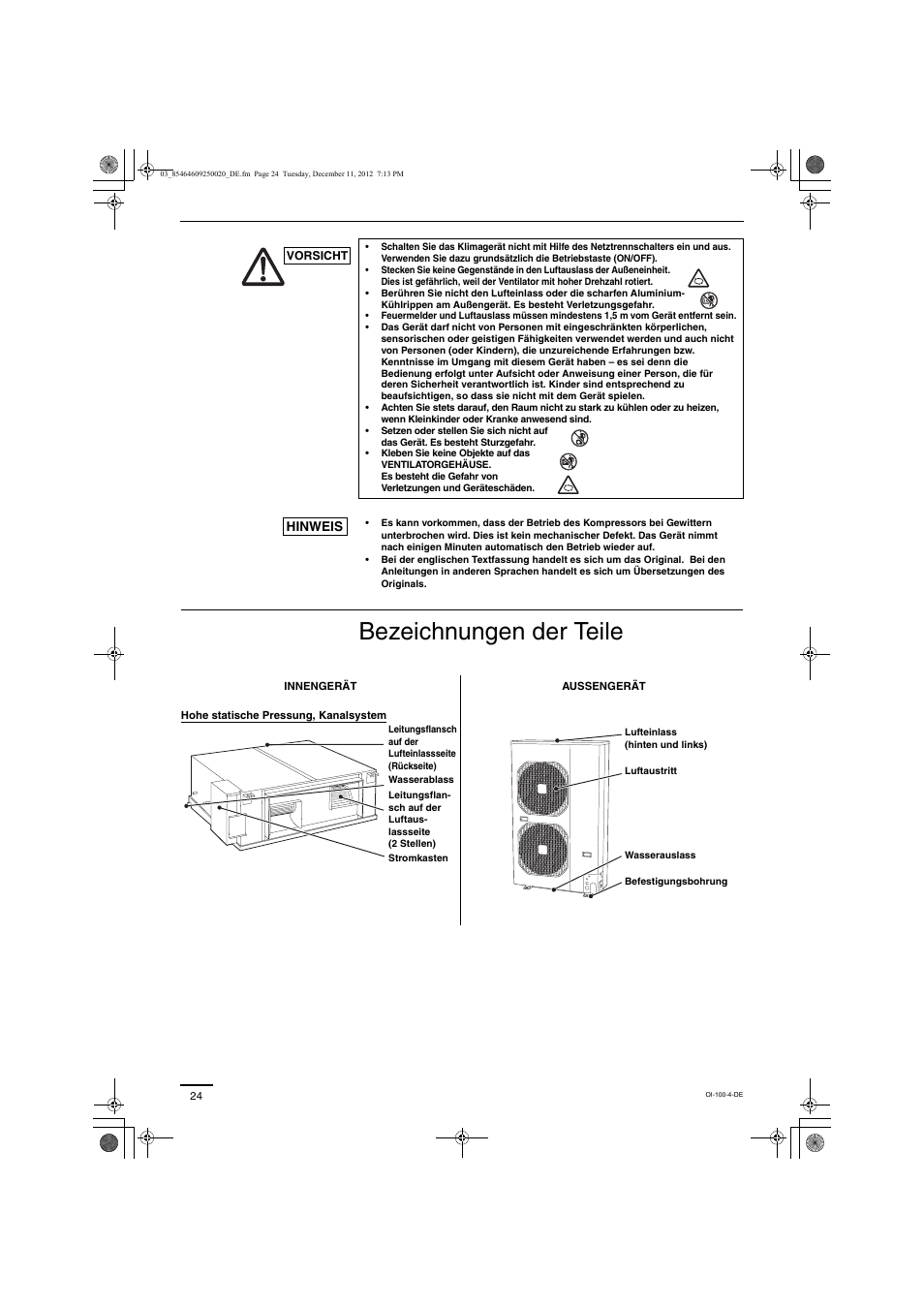Bezeichnungen der teile | Panasonic S200PE1E8A User Manual | Page 24 / 72