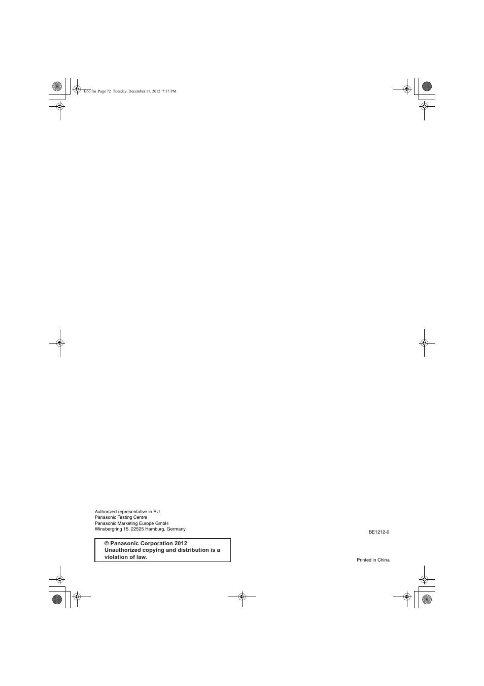 Panasonic S200PE1E8A User Manual | Page 72 / 72