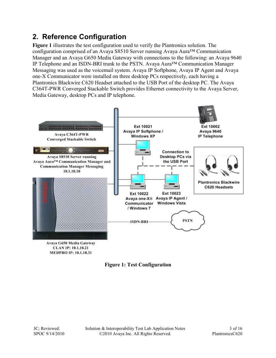 Reference configuration | Avaya PLANTRONICS C620 User Manual | Page 3 / 16