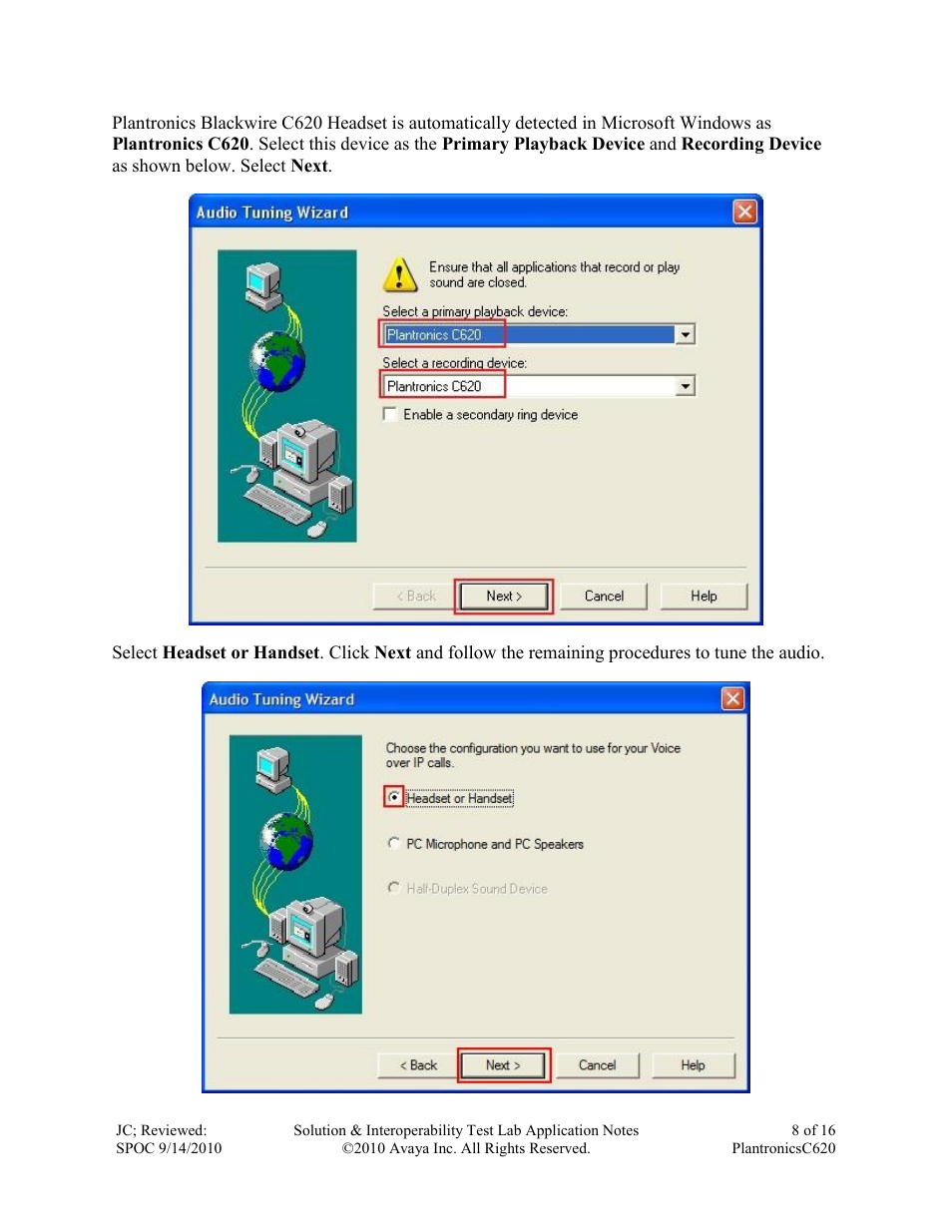 Avaya PLANTRONICS C620 User Manual | Page 8 / 16