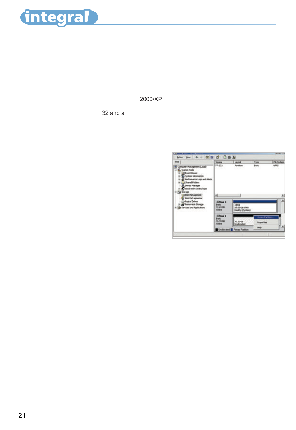 Disk partition/formatting, Warning, Windows 2000/xp | Step1, Step2, Step3, Step4, How to partition the integral lan disk | Akasa integral HDD external enclosure for data-storage mobility with LAN sharing User Manual | Page 21 / 21