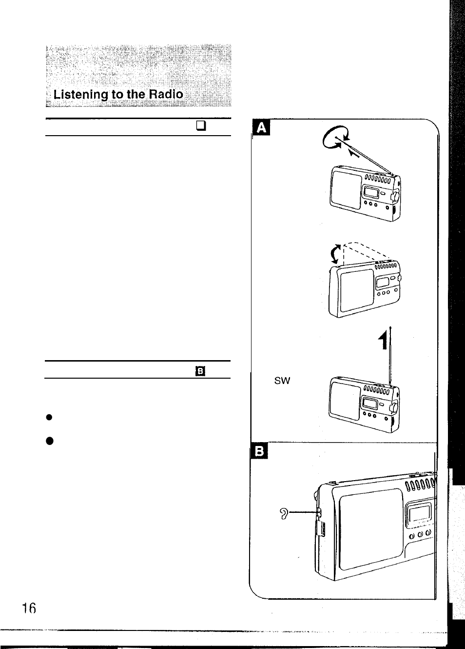 Obtain good reception, The earphone | Panasonic RF3700EG User Manual | Page 12 / 25
