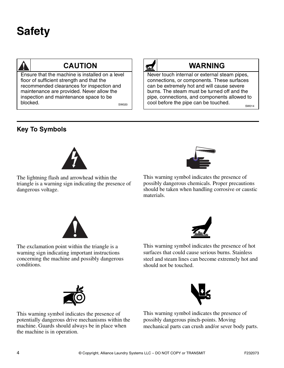 Safety | Alliance Laundry Systems UC80PN User Manual | Page 6 / 84