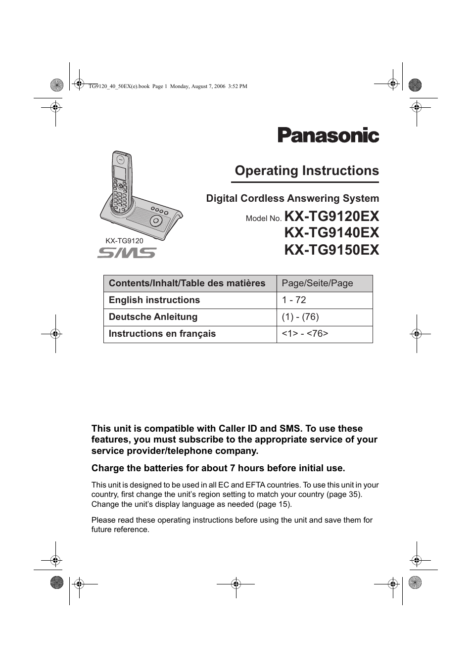 Panasonic KXTG9150EX User Manual | 224 pages