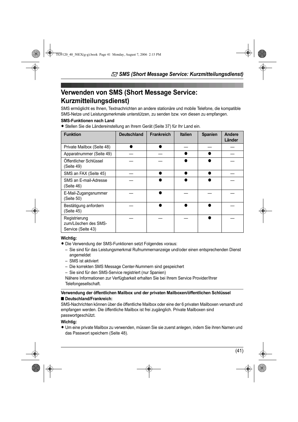 Sms (sh | Panasonic KXTG9150EX User Manual | Page 113 / 224