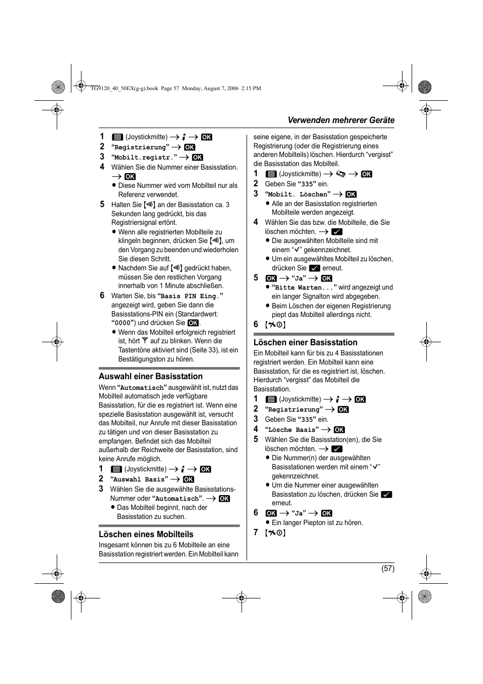 Seite 57 | Panasonic KXTG9150EX User Manual | Page 129 / 224