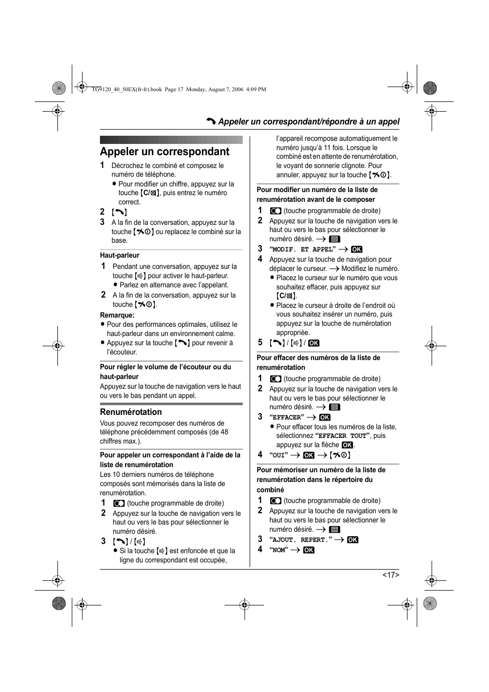 Appeler un correspondant | Panasonic KXTG9150EX User Manual | Page 165 / 224