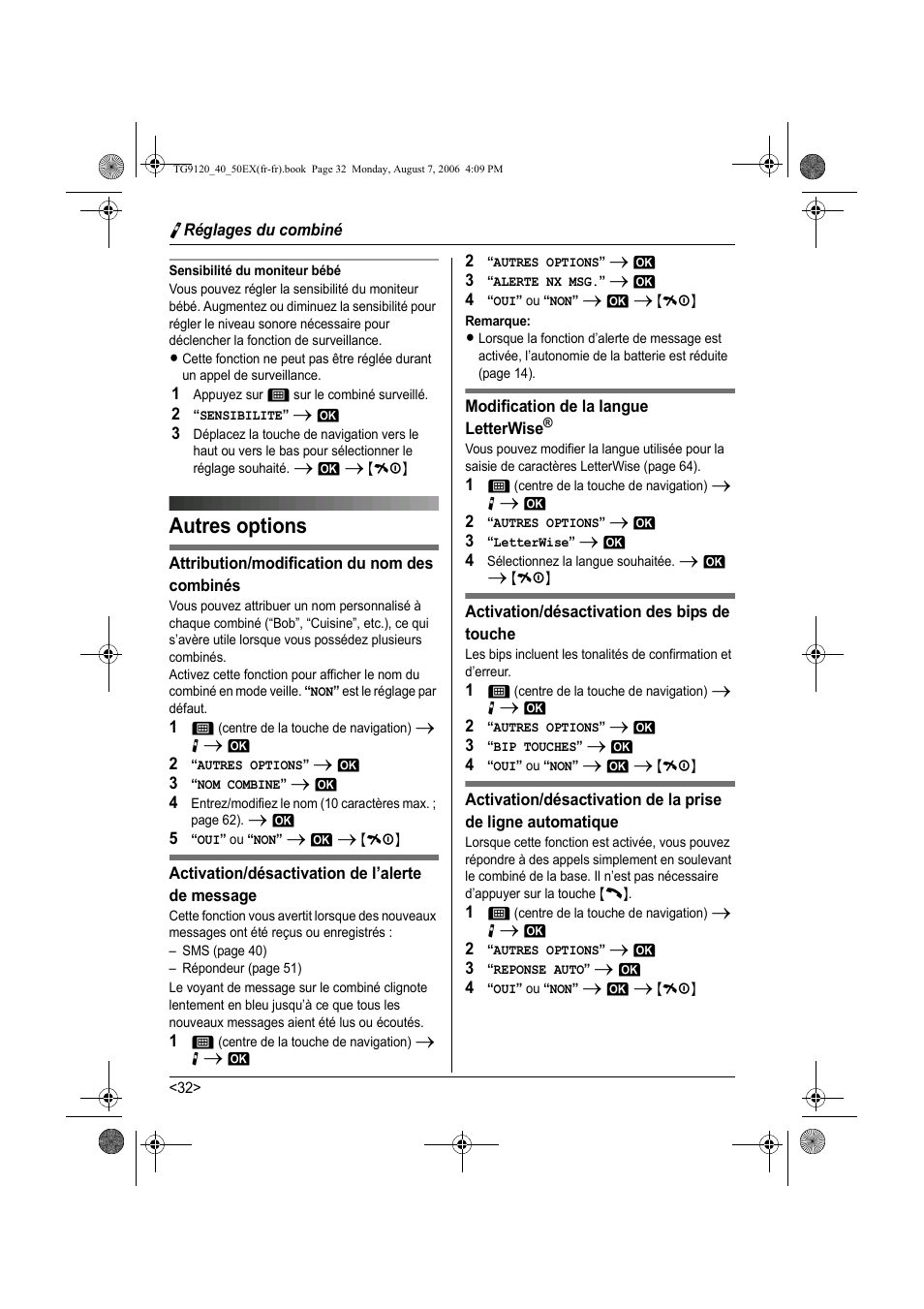 Autres options | Panasonic KXTG9150EX User Manual | Page 180 / 224