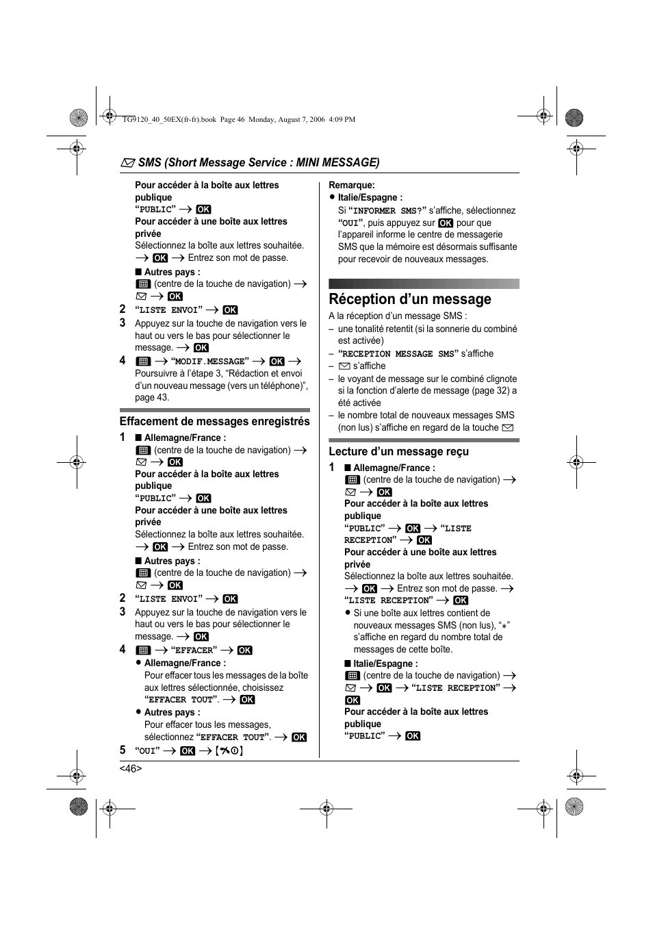 Réception d’un message | Panasonic KXTG9150EX User Manual | Page 194 / 224