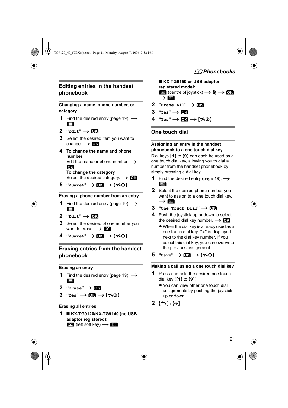 Panasonic KXTG9150EX User Manual | Page 21 / 224