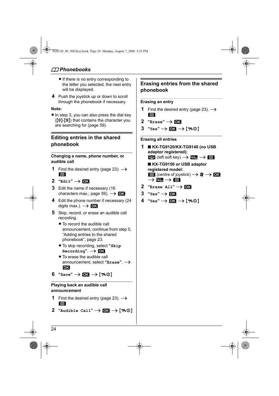 Panasonic KXTG9150EX User Manual | Page 24 / 224