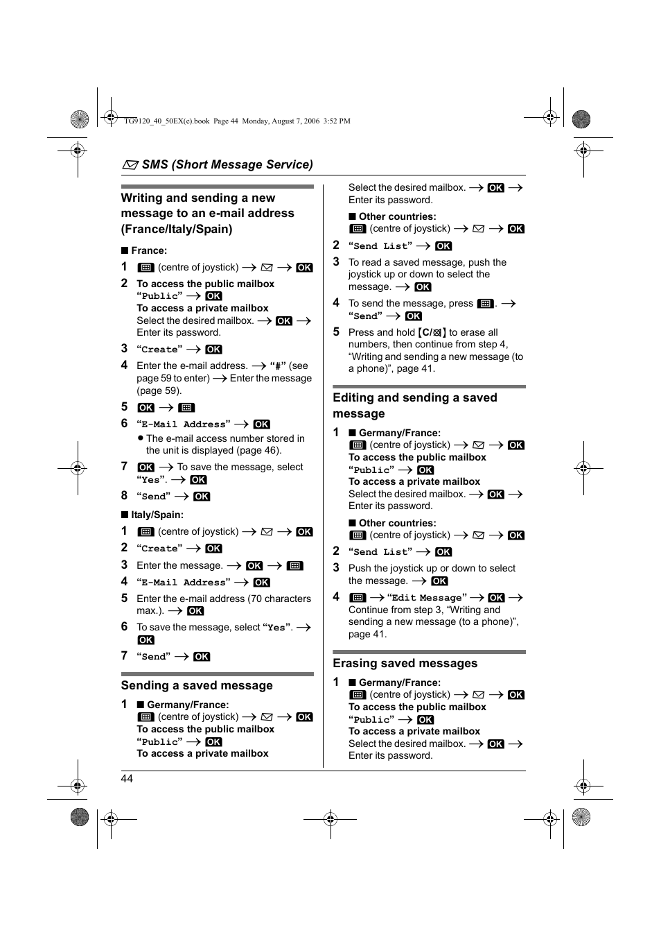 Panasonic KXTG9150EX User Manual | Page 44 / 224