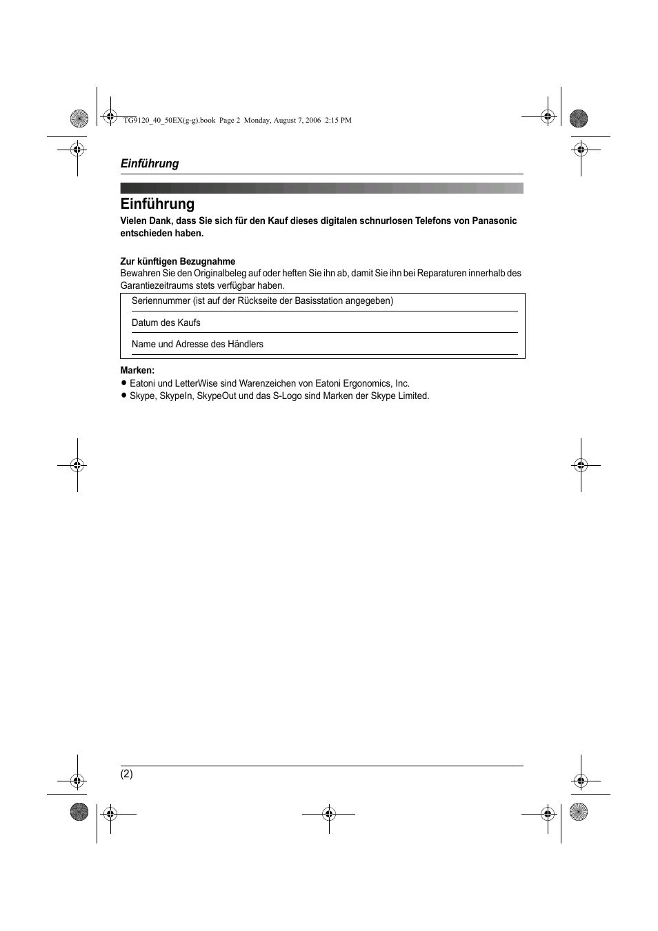 Einführung, Introduction | Panasonic KXTG9150EX User Manual | Page 74 / 224