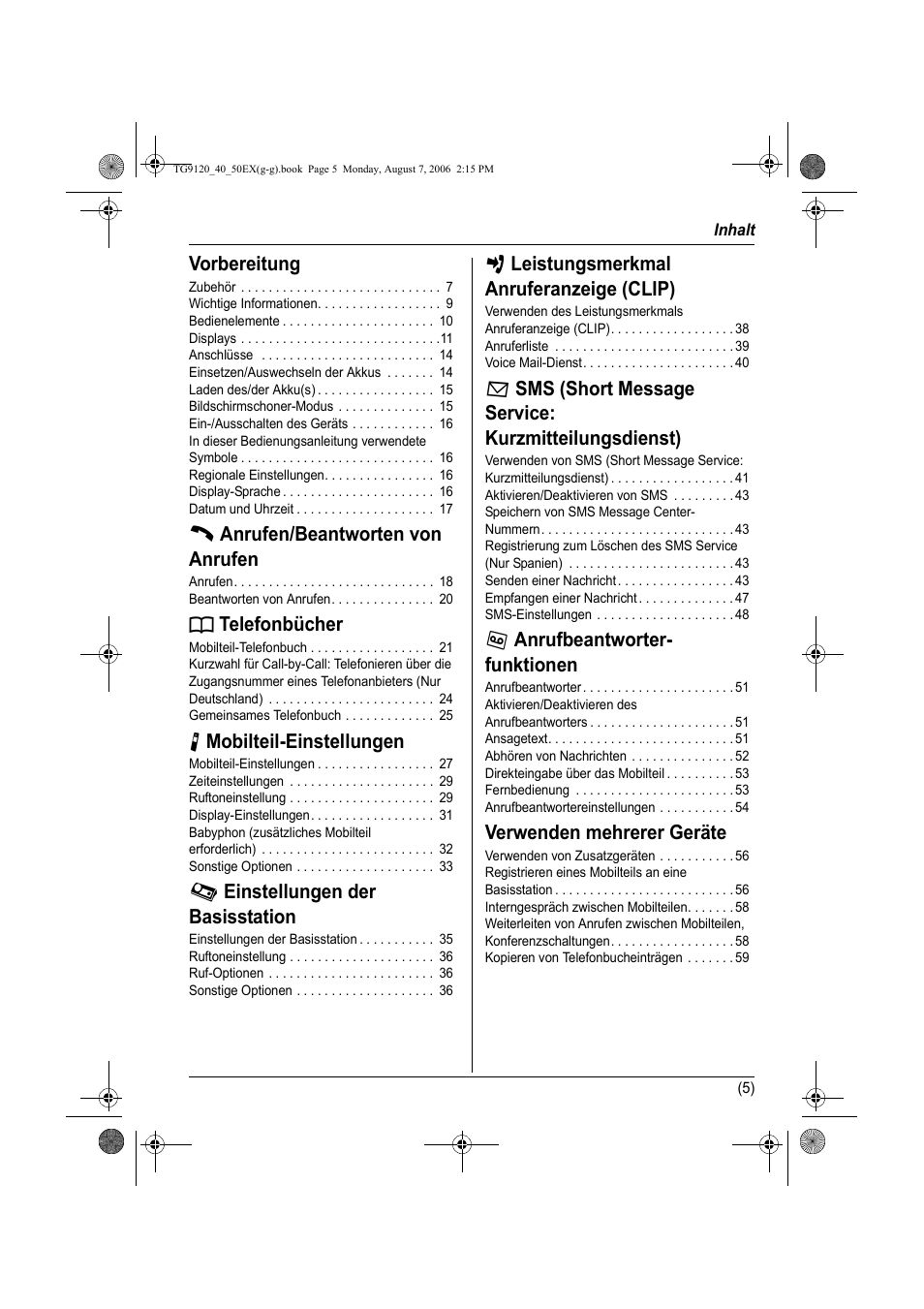 Inhalt | Panasonic KXTG9150EX User Manual | Page 77 / 224