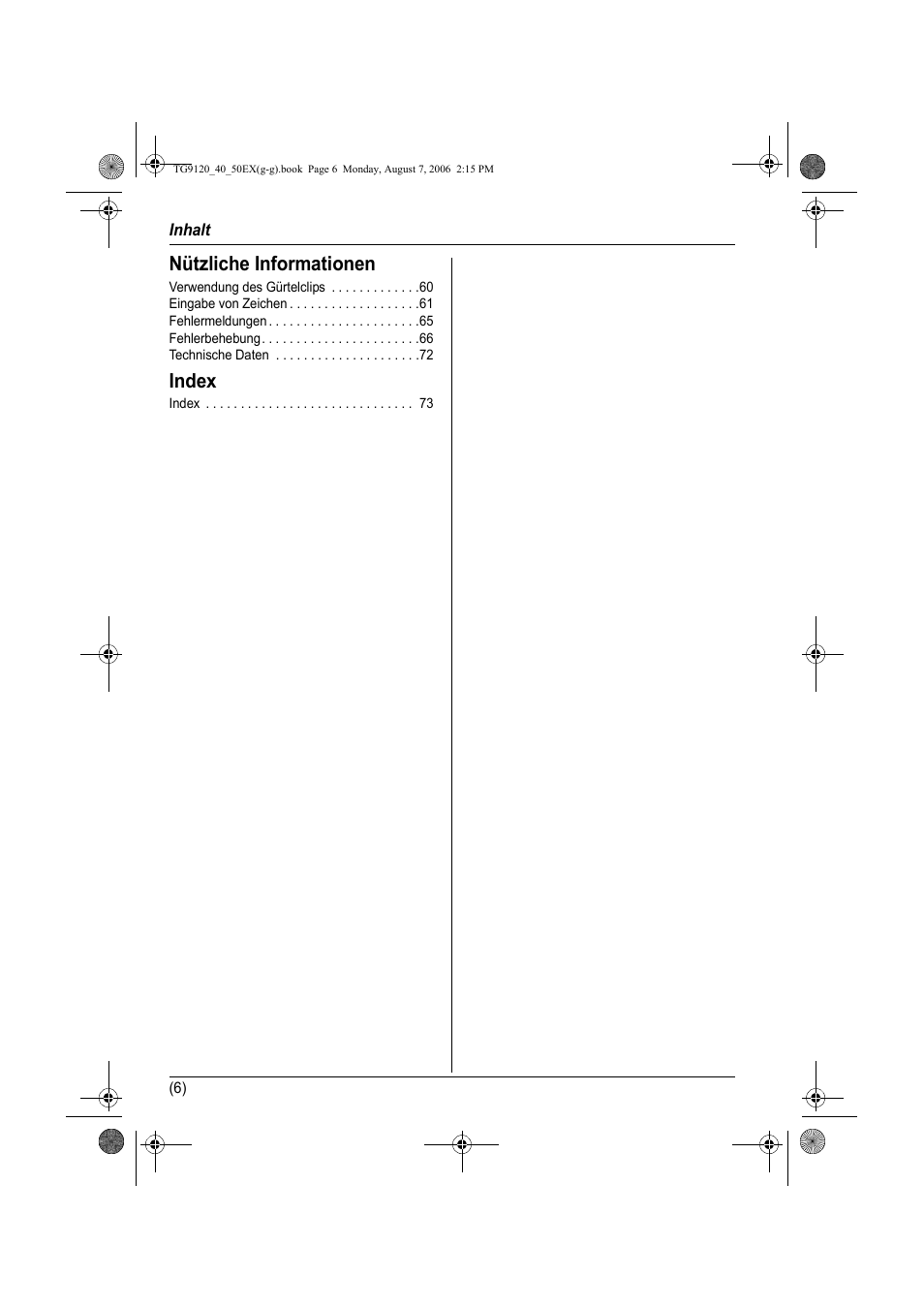 Nützliche informationen, Index | Panasonic KXTG9150EX User Manual | Page 78 / 224