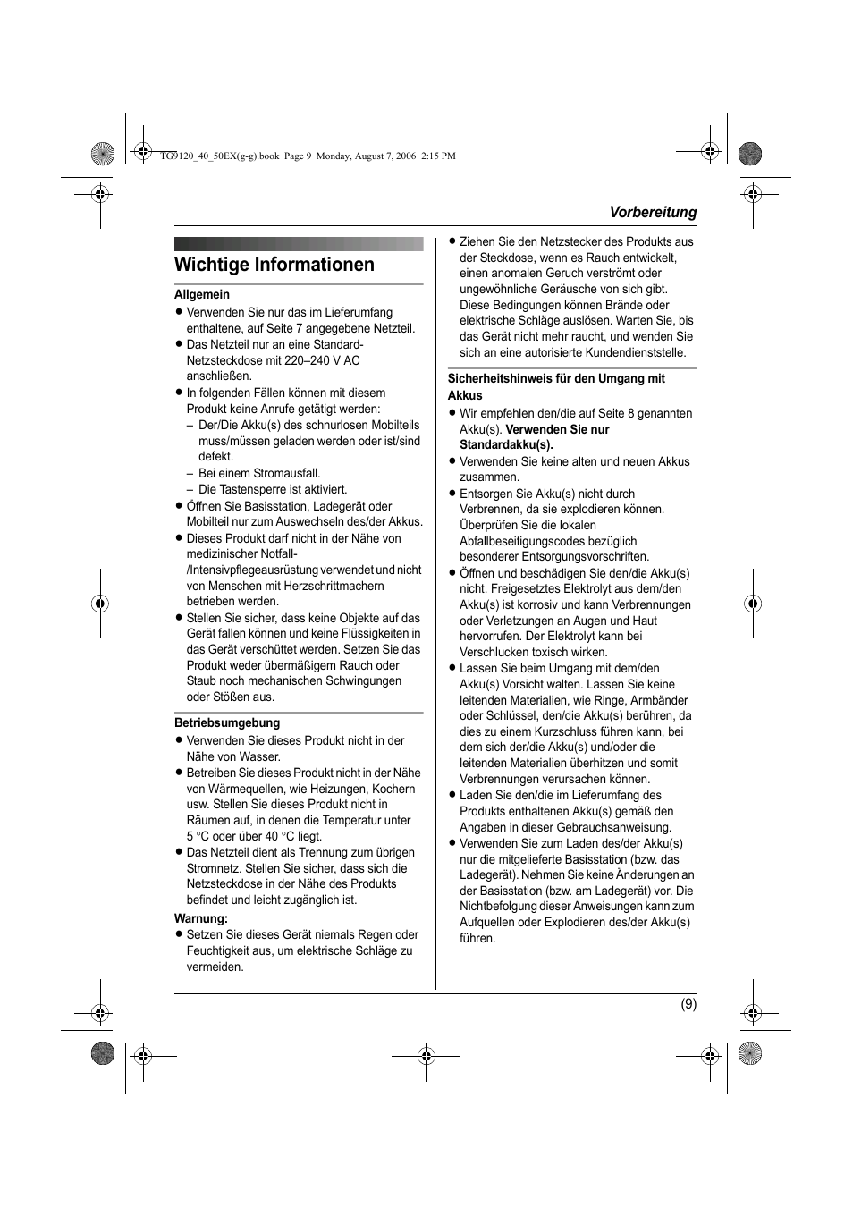 Wichtige informationen | Panasonic KXTG9150EX User Manual | Page 81 / 224