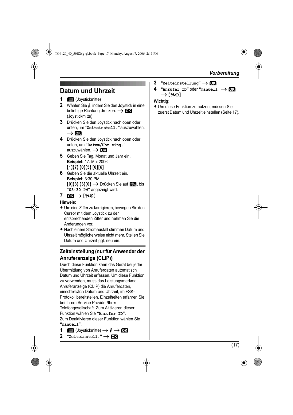 Datum und uhrzeit | Panasonic KXTG9150EX User Manual | Page 89 / 224