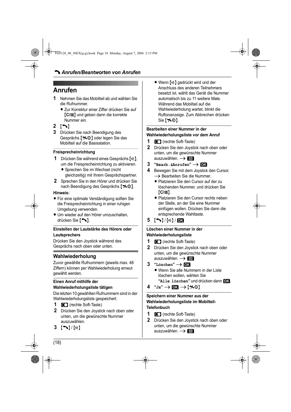 Anrufen | Panasonic KXTG9150EX User Manual | Page 90 / 224