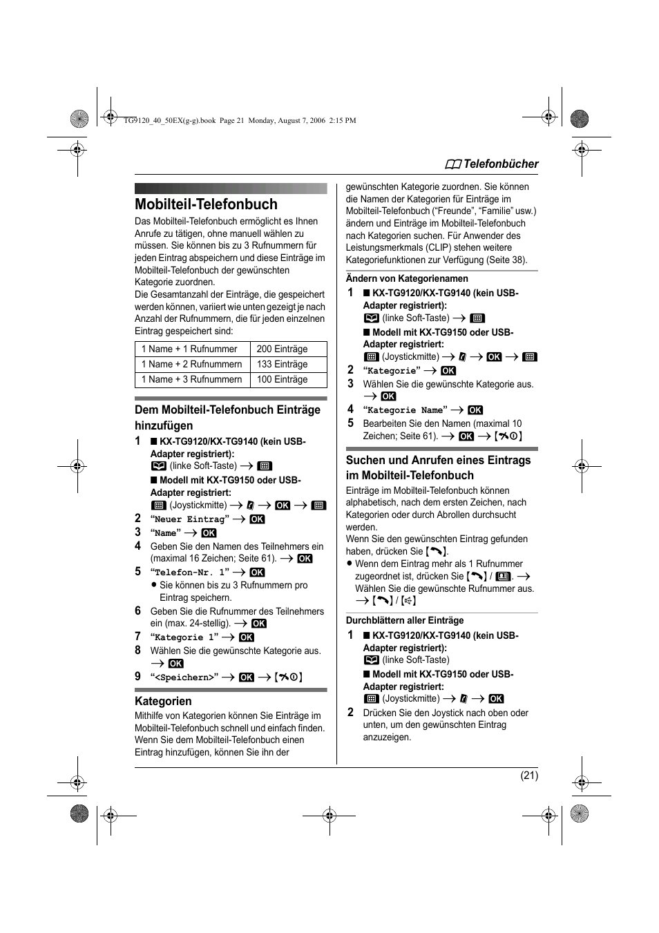 Mobilteil-telefonbuch, Appeler un correspondant | Panasonic KXTG9150EX User Manual | Page 93 / 224