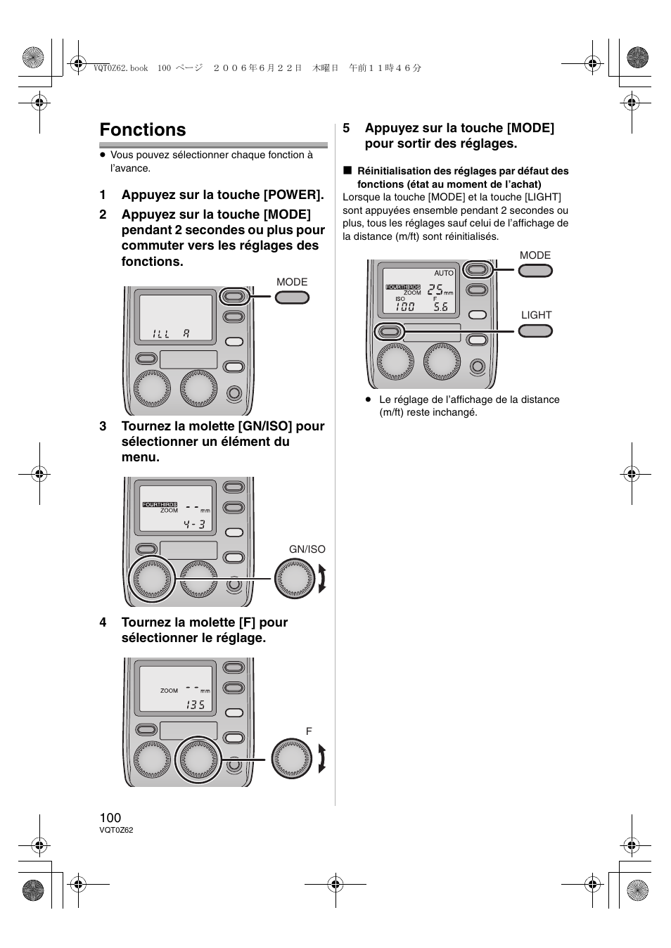 Fonctions | Panasonic DMWFL500E User Manual | Page 100 / 148
