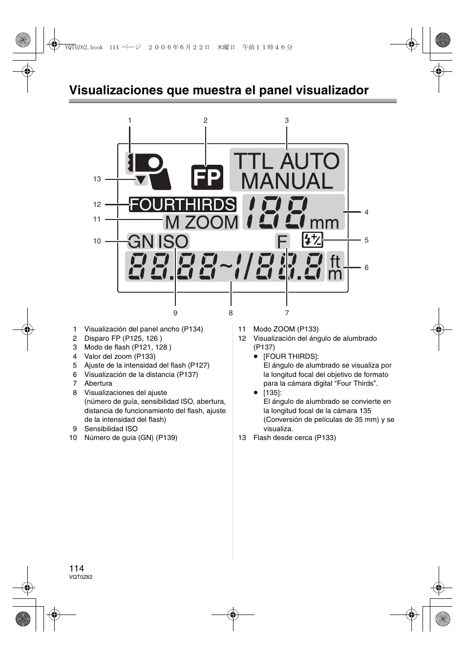 Visualizaciones que muestra el panel visualizador | Panasonic DMWFL500E User Manual | Page 114 / 148