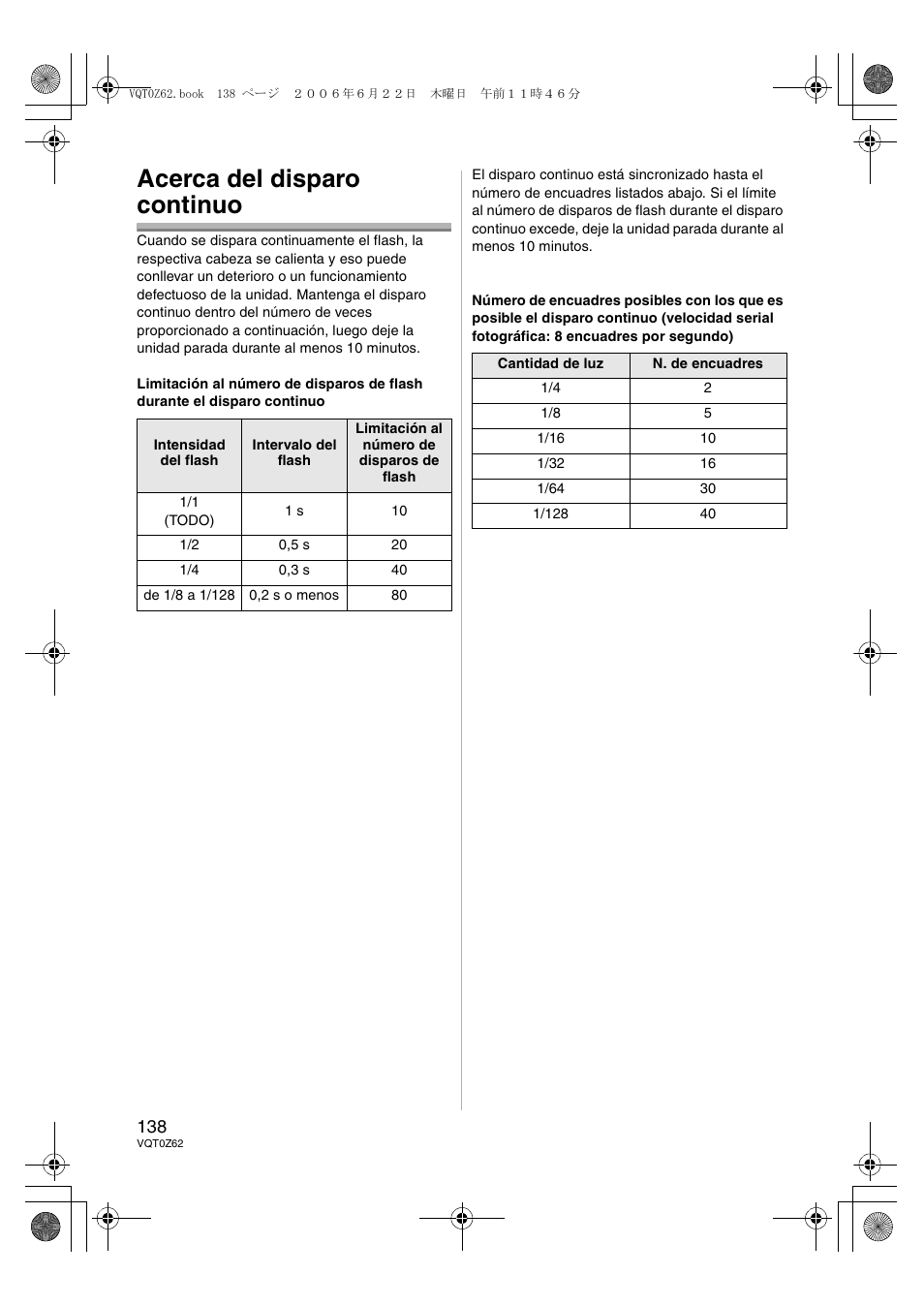 Acerca del disparo continuo | Panasonic DMWFL500E User Manual | Page 138 / 148