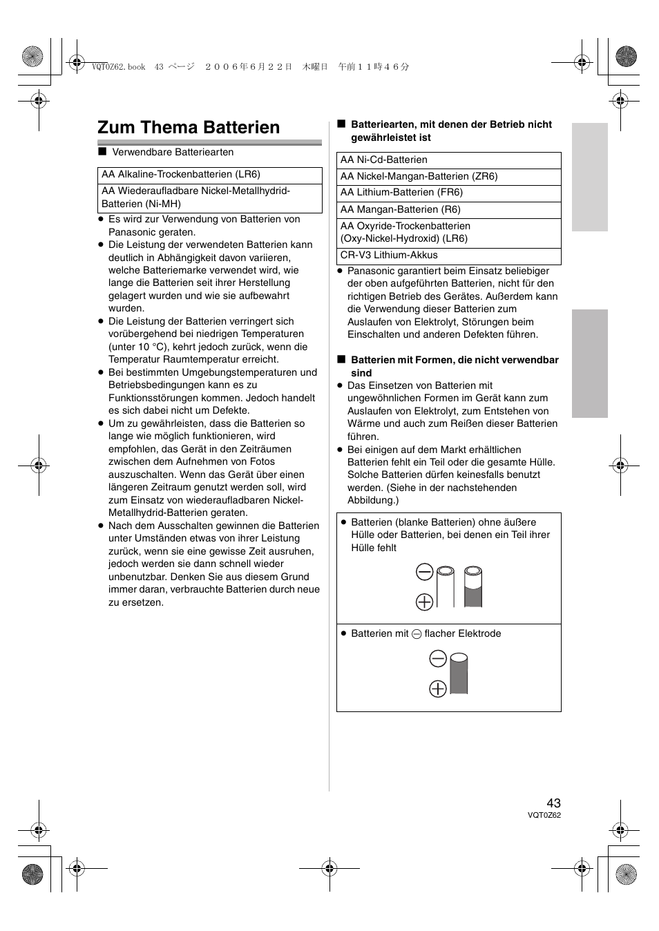 Zum thema batterien | Panasonic DMWFL500E User Manual | Page 43 / 148