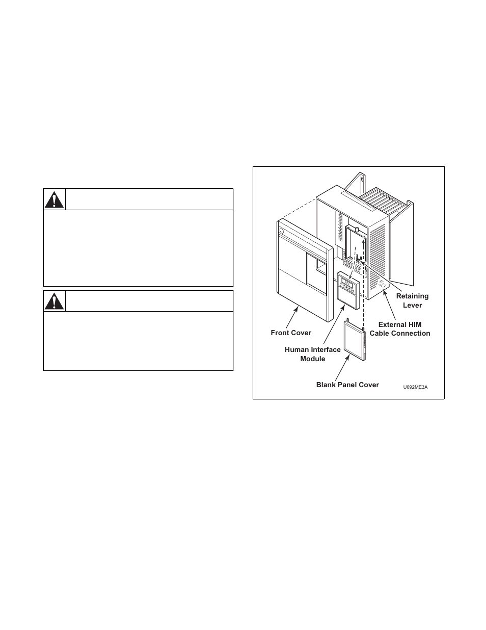Ac drive diagnostics/parameter viewing, Human interface module (him or parameter unit), Caution | Warning | Alliance Laundry Systems 160 User Manual | Page 100 / 111