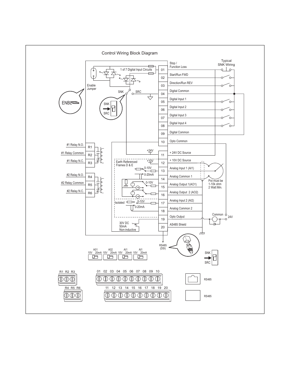 Powerflex 400 control terminal block designations, Figure 11, Enbl | Control wiring block diagram | Alliance Laundry Systems 160 User Manual | Page 15 / 111