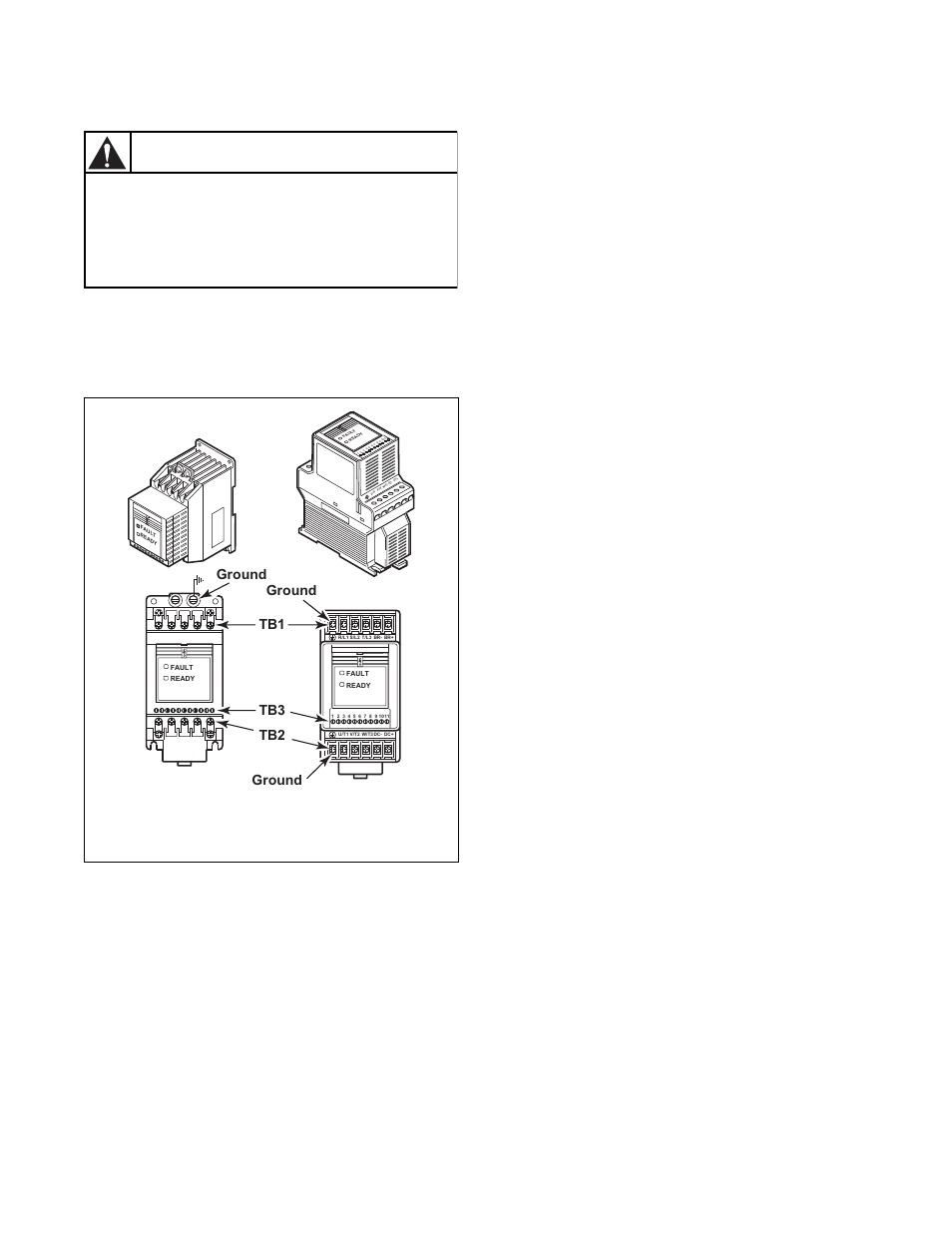 Terminal block access, Warning, Figure 22 | Ground, Tb1 tb2 tb3 | Alliance Laundry Systems 160 User Manual | Page 41 / 111
