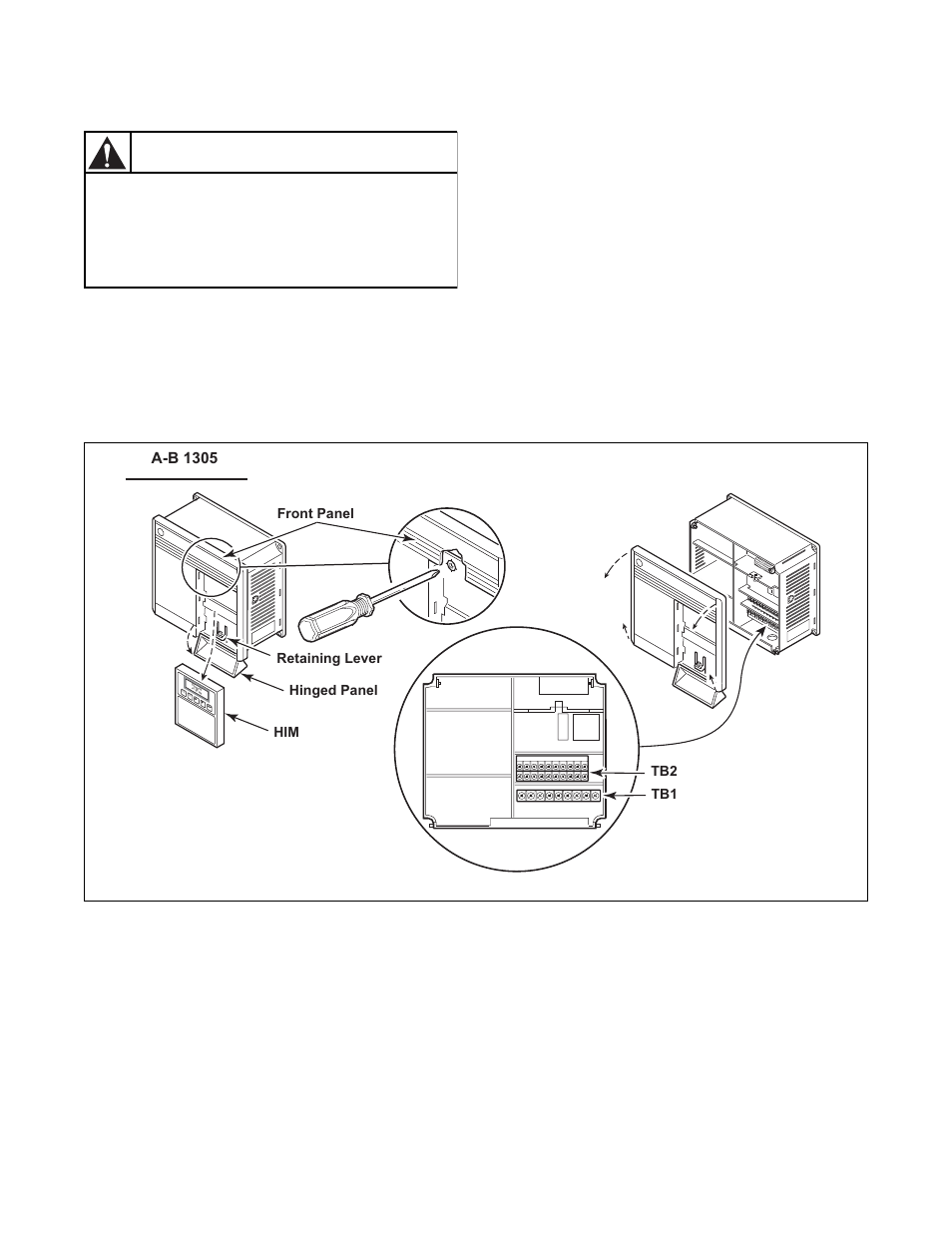 Terminal block access, Warning | Alliance Laundry Systems 160 User Manual | Page 66 / 111