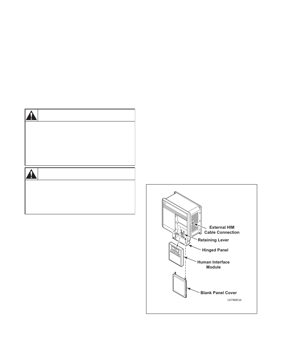Ac drive diagnostics/parameter viewing, Human interface module (him or parameter unit), Caution | Warning | Alliance Laundry Systems 160 User Manual | Page 75 / 111