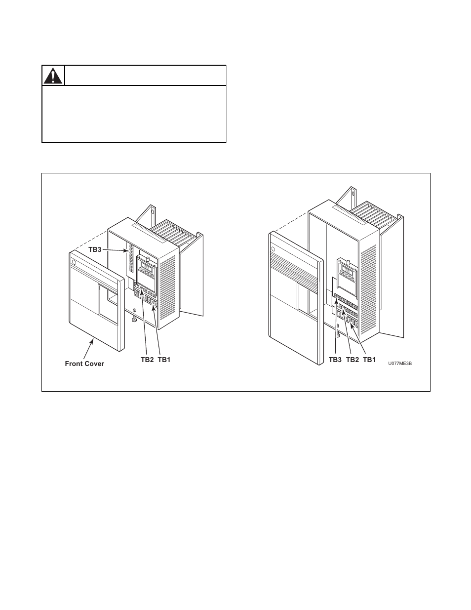 Terminal block access, Warning, Allen-bradley 1336-series ac drives | Figure 48, A-b 1336 | Alliance Laundry Systems 160 User Manual | Page 88 / 111
