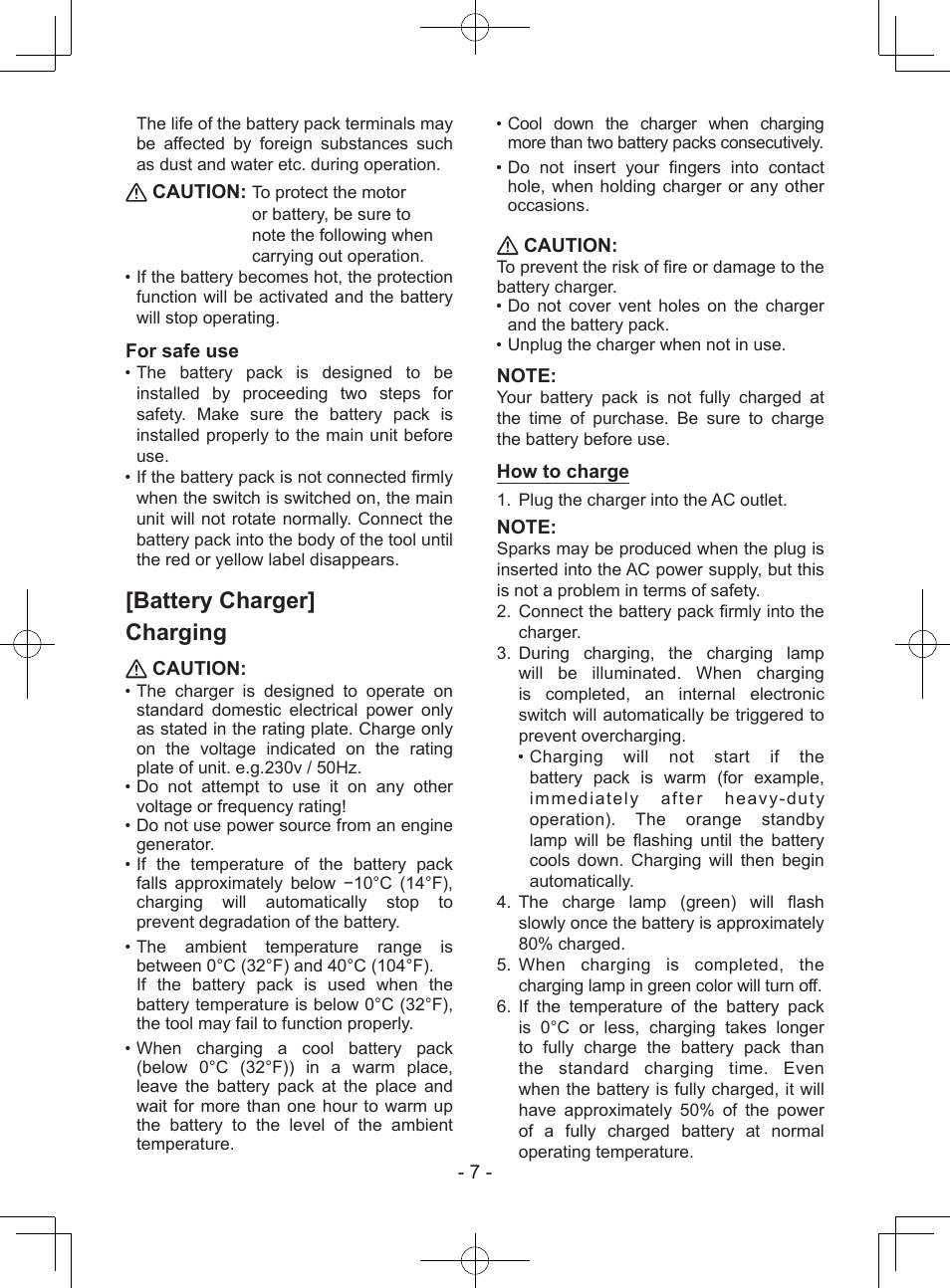 Battery charger] charging, Caution, For safe use | How to charge | Panasonic EY37A1 User Manual | Page 7 / 64