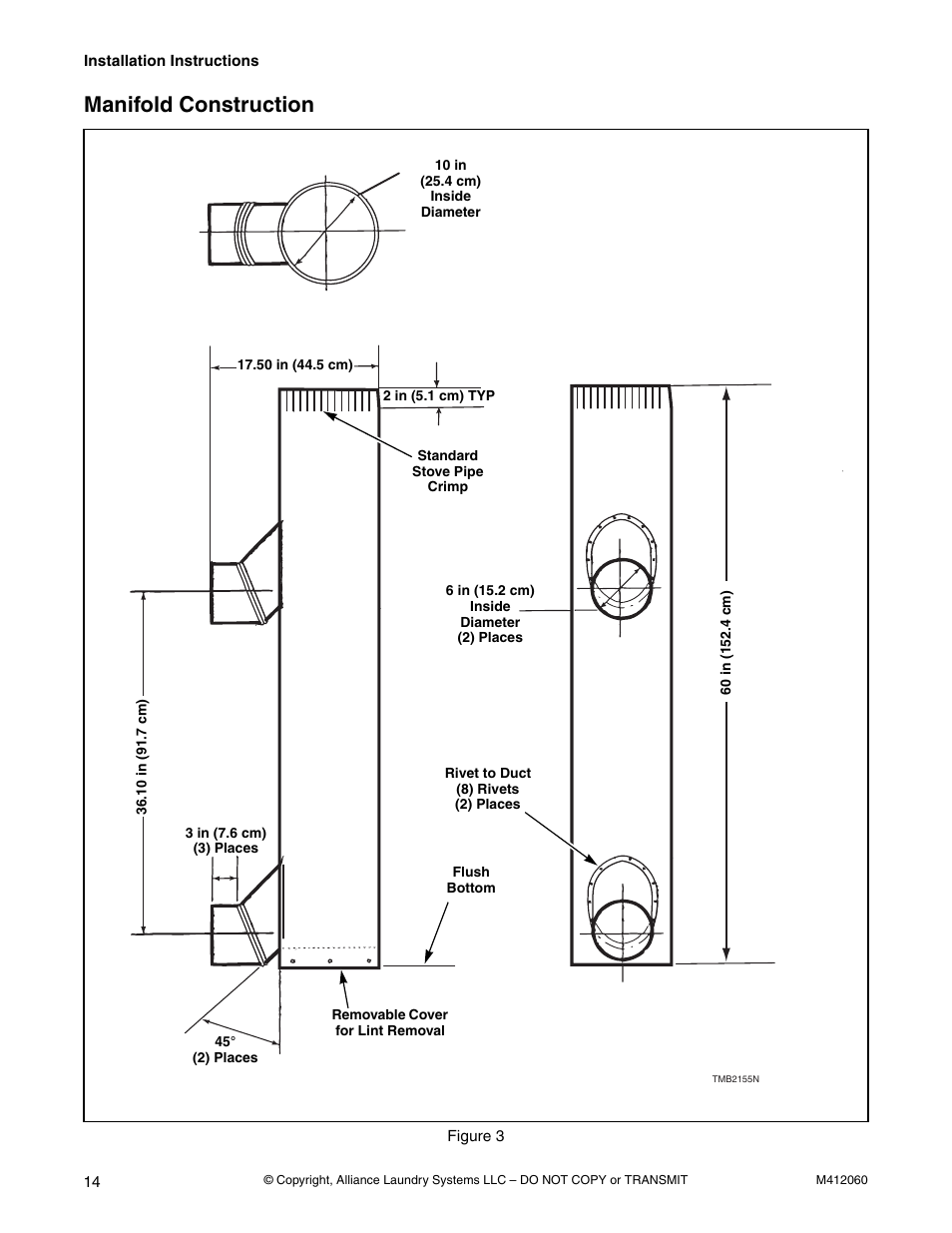 Manifold construction, Figure 3 for | Alliance Laundry Systems Stacked Drying Tumbler User Manual | Page 16 / 38