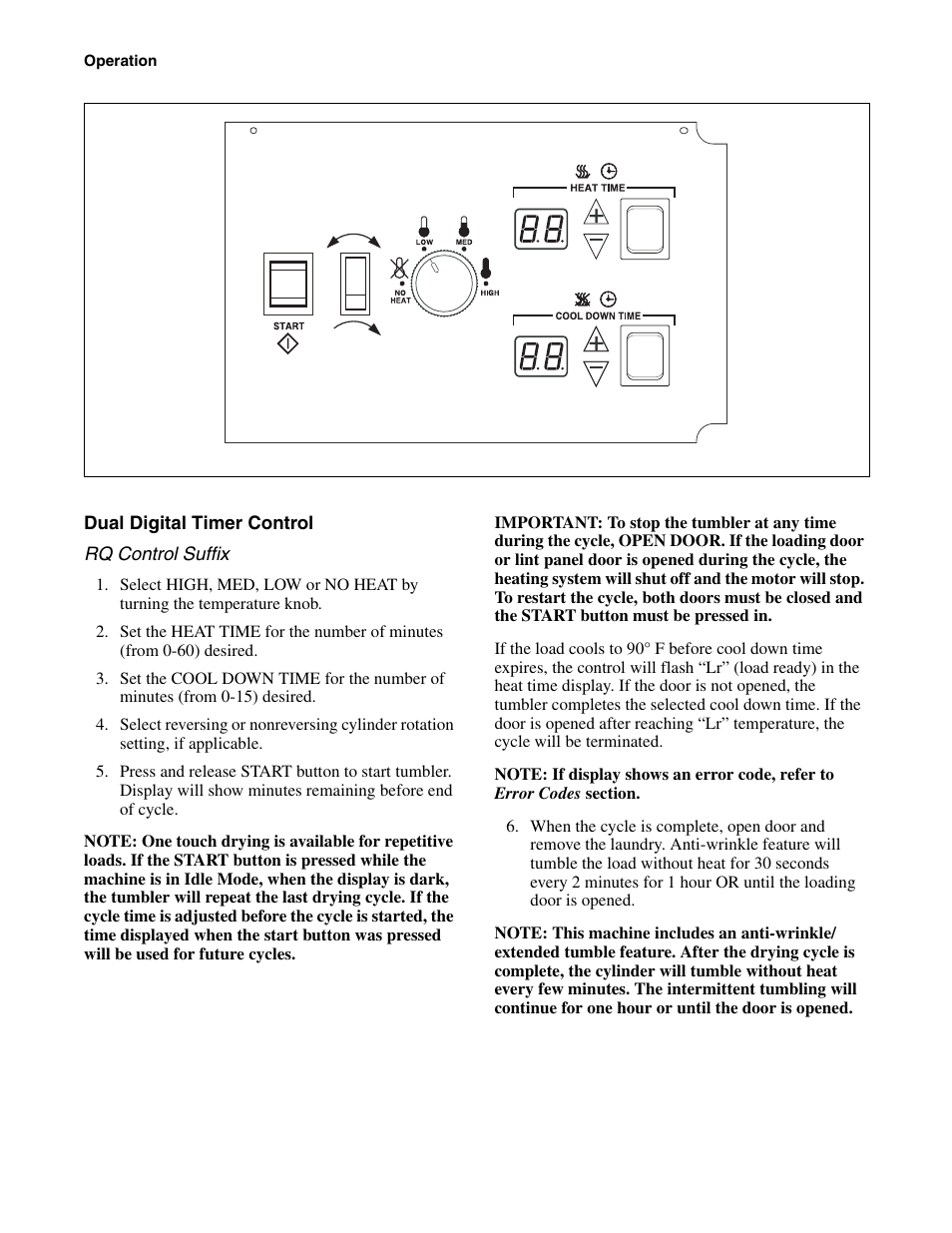 Dual digital timer control | Alliance Laundry Systems 170 Pound Capacity User Manual | Page 14 / 22