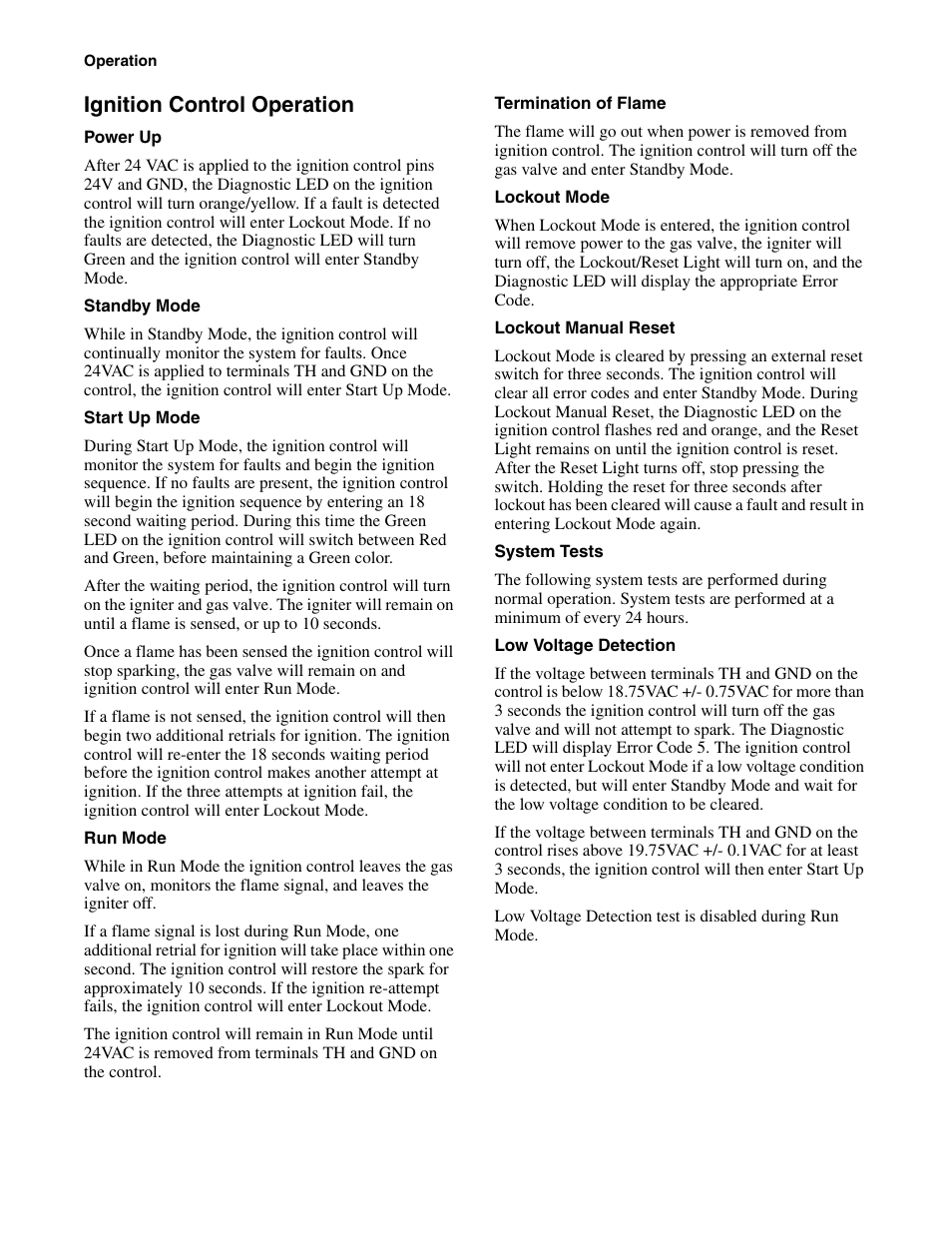 Ignition control operation | Alliance Laundry Systems 170 Pound Capacity User Manual | Page 16 / 22