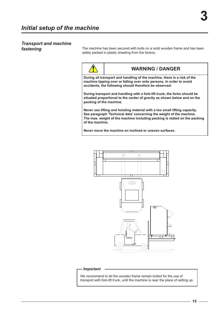 Initial setup of the machine | Alliance Laundry Systems CI 2050/325 User Manual | Page 15 / 65