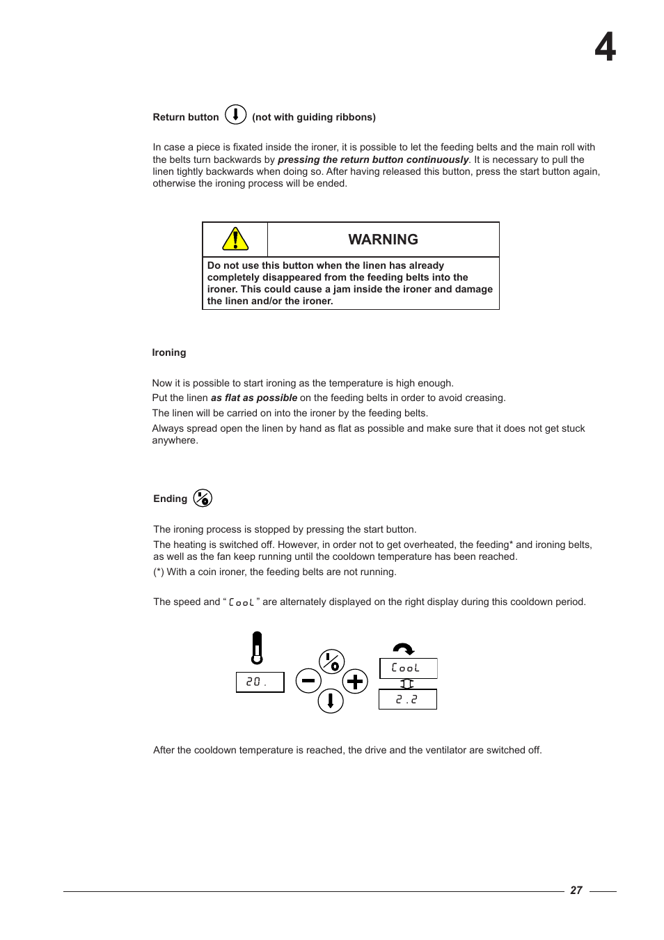 Warning | Alliance Laundry Systems CI 2050/325 User Manual | Page 27 / 65