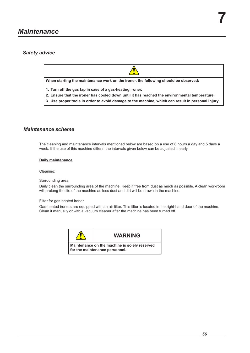 Maintenance | Alliance Laundry Systems CI 2050/325 User Manual | Page 56 / 65