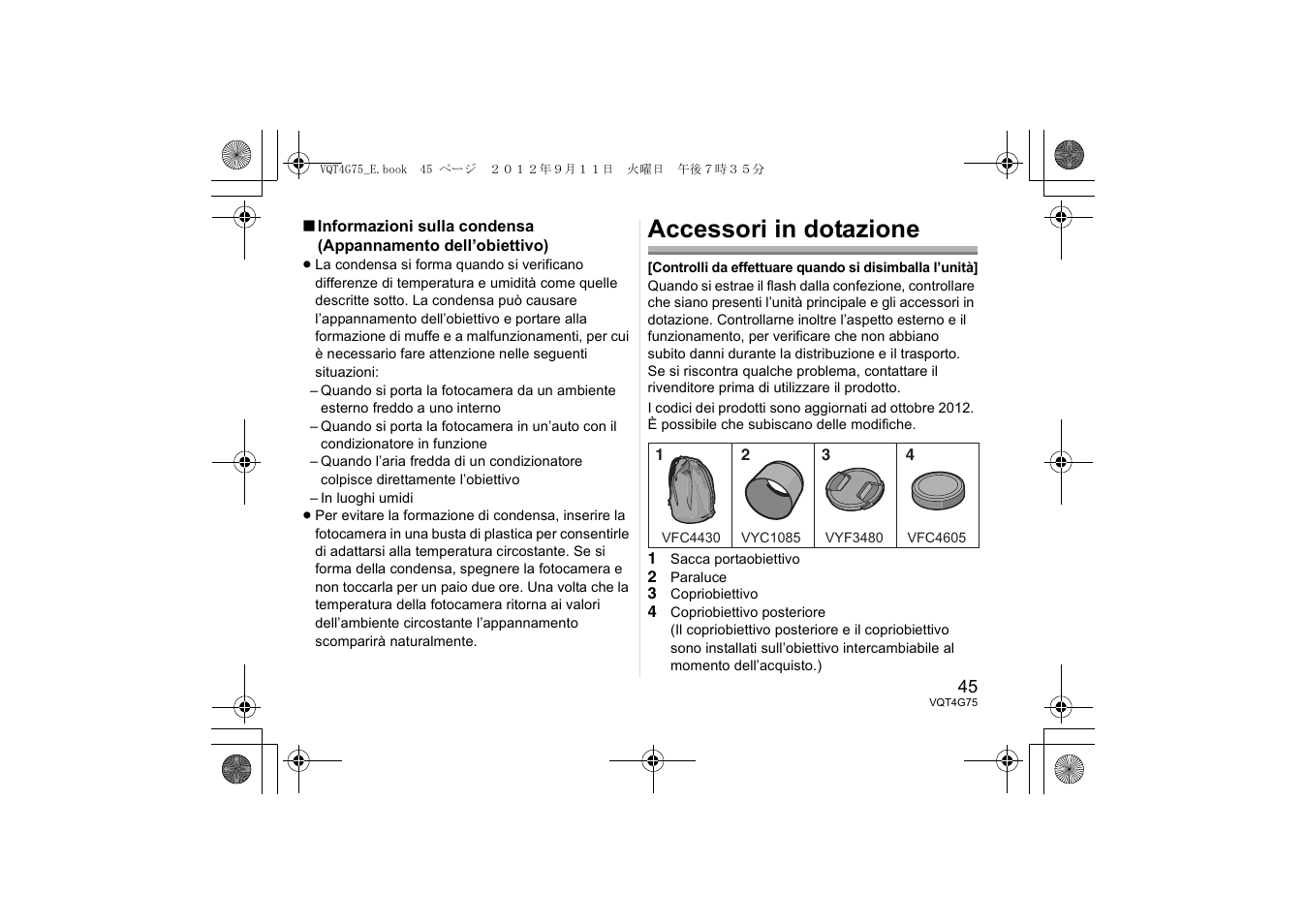Accessori in dotazione | Panasonic HHS35100E User Manual | Page 45 / 72